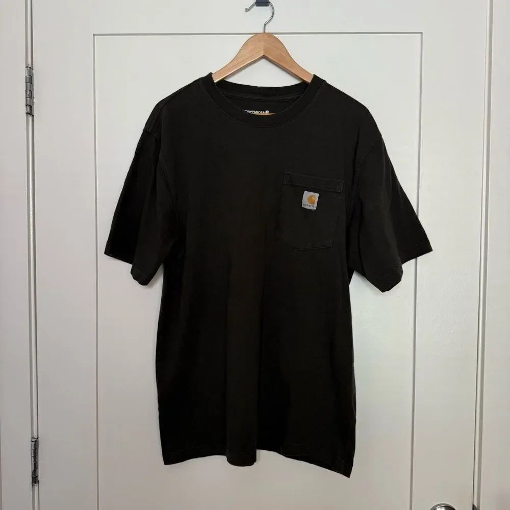Carhartt T-Shirt Mens Sz M Khaki Green Loose Fit Short Sleeve Crew Neck Cotton